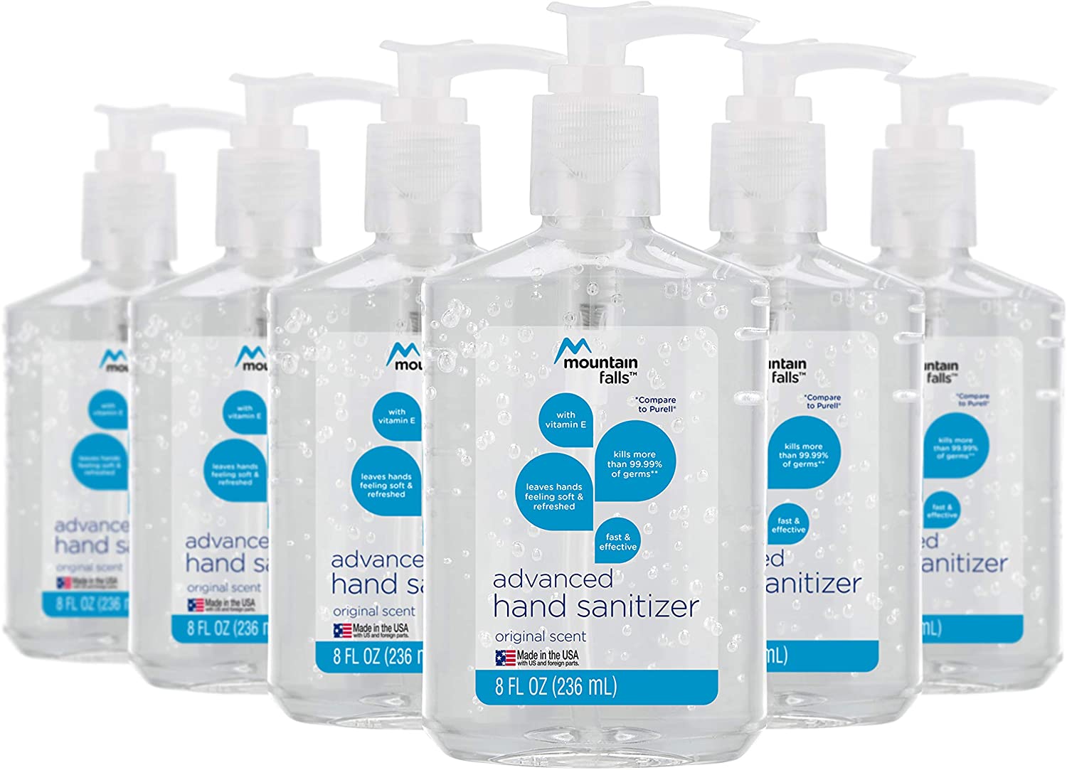 Mountain Falls Advanced Hand Sanitizer with Vitamin E, Original Scent, Pump Bottle, 8 Fluid Ounce (Pack of 6) $11.94