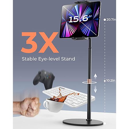 LISEN iPad or tablet Adjustable Stand for Desk, Portable Monitor mount ...