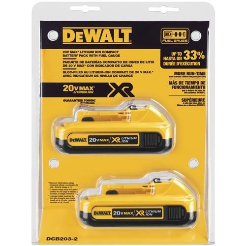 Dewalt 20 Volt 2ah Max Compact Xr Lithium Ion, 2 Pack $79
