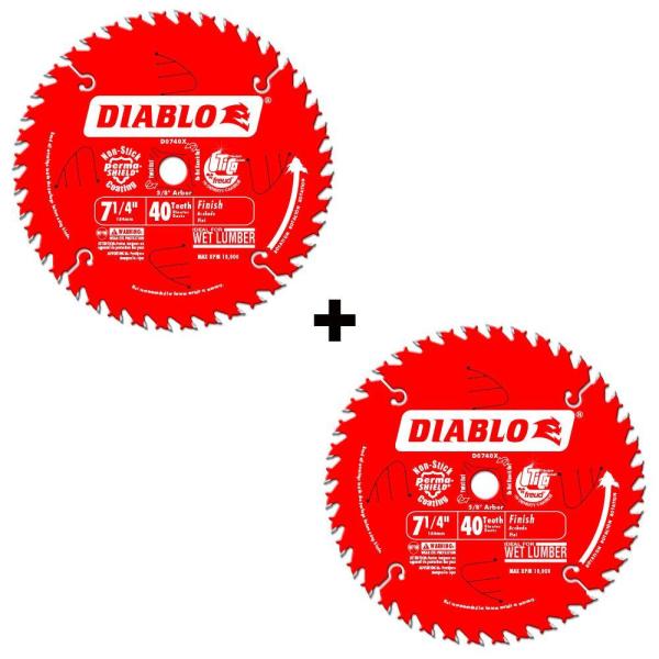 Diablo 7-1/4 in. x 40-Tooth Finish Saw Blade (2-Pack) at Home Depot $15