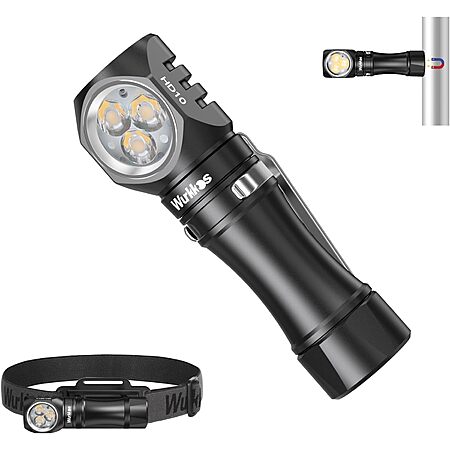 Wurkkos Flashlight Rechargeable 1200 Lumens Small Flashlights with Magnet -  Headlamp Use - 4000K $21