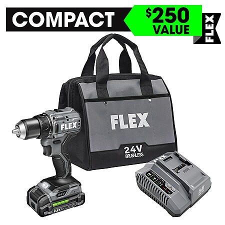 FLEX COMPACT 24-volt 1/2-in Keyless Brushless Cordless Drill ( 1 ...