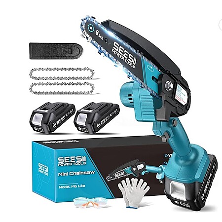 Seesii M6 Lite 6” 900W Cordless Handheld Wood Cutter Mini Chainsaw $19.64 AC @amazon