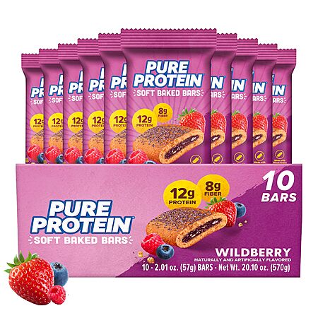 10-Pk 2.01oz Pure Protein Soft Baked Protein Bars: Apple Cinnamon $13.30, Wildberry $11.40 w/ Subscribe & Save