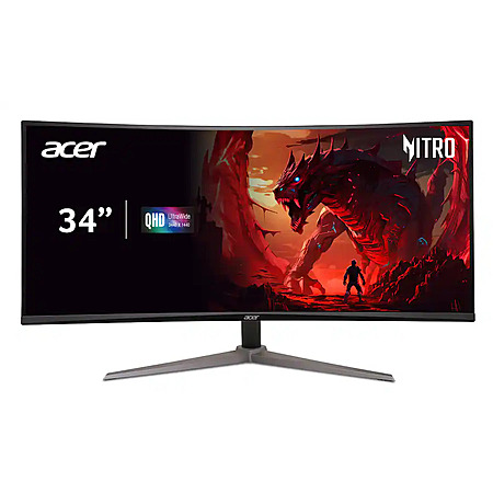 Acer - Nitro Gaming 34” Curved QHD 180Hz 1ms FreeSync Premium Gaming Monitor (DisplayPort, HDMI) - Black