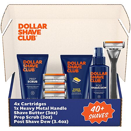 Dollar Shave Club - Total Package Shave Gift Set - Gifts for Men, 4 Blade