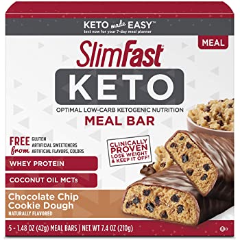5 Count SlimFast Keto Meal Replacement Bars, Chocolate Chip Cookie Dough for $4.88