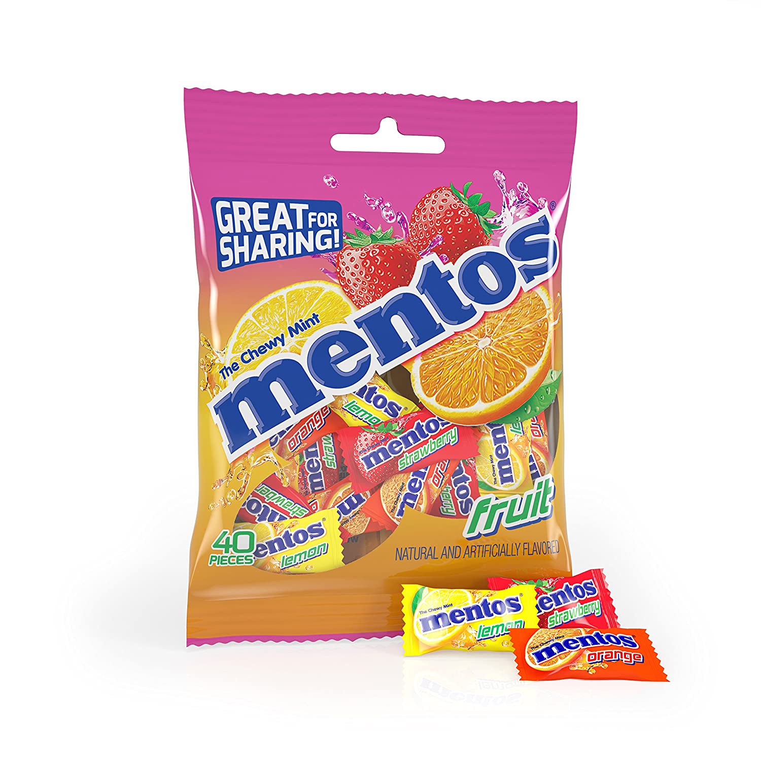 Mentos Chewy Mint Candy, Fruit, Individually Wrapped, 40 Piece Peg Bag, Pack of 12 for $14.22 AC @ Amazon