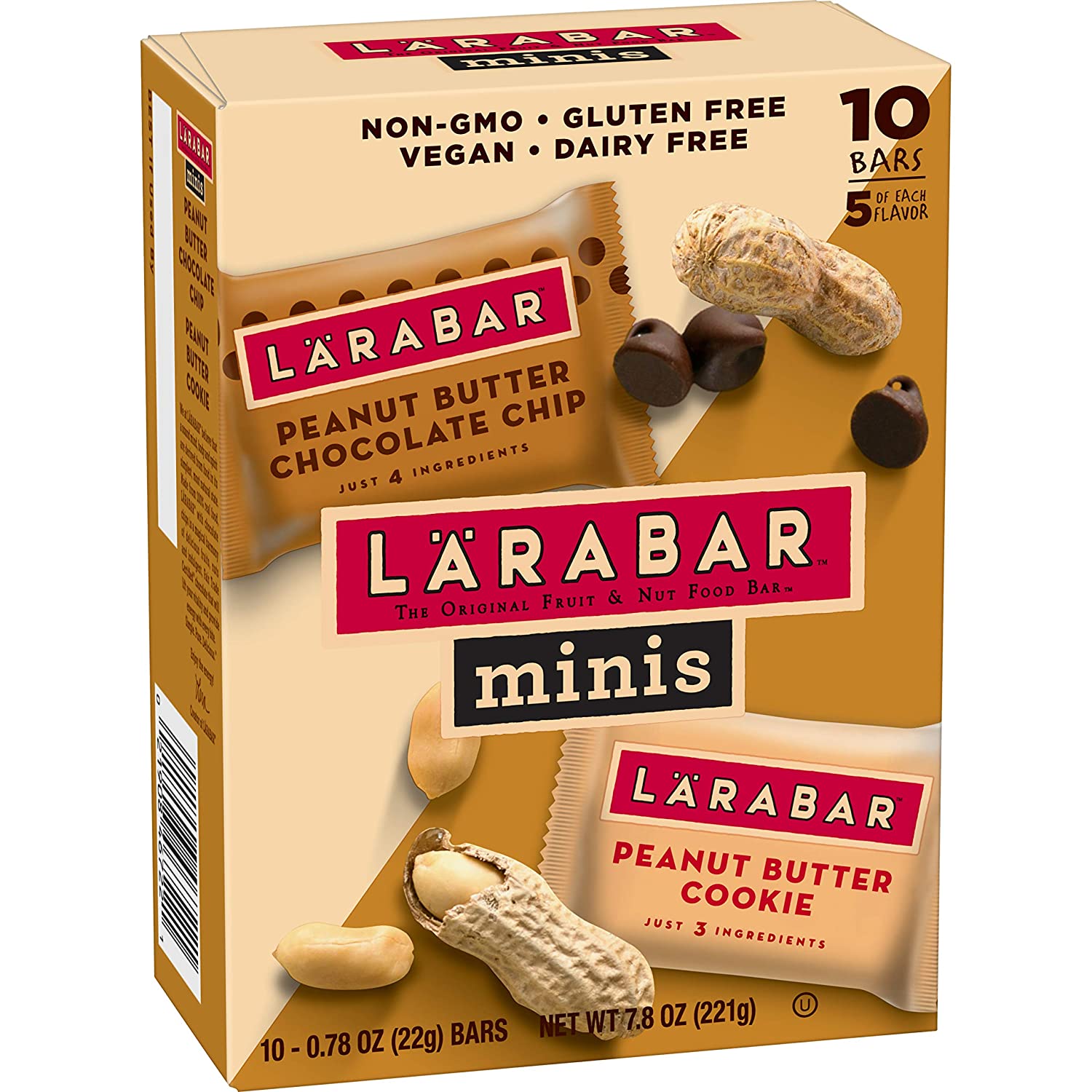 Larabar Minis Fruit and Nut Bar, Peanut Butter Chocolate Chip and Peanut Butter Cookie, 10 Count, Pack of 8 for $29.04 @ Amazon