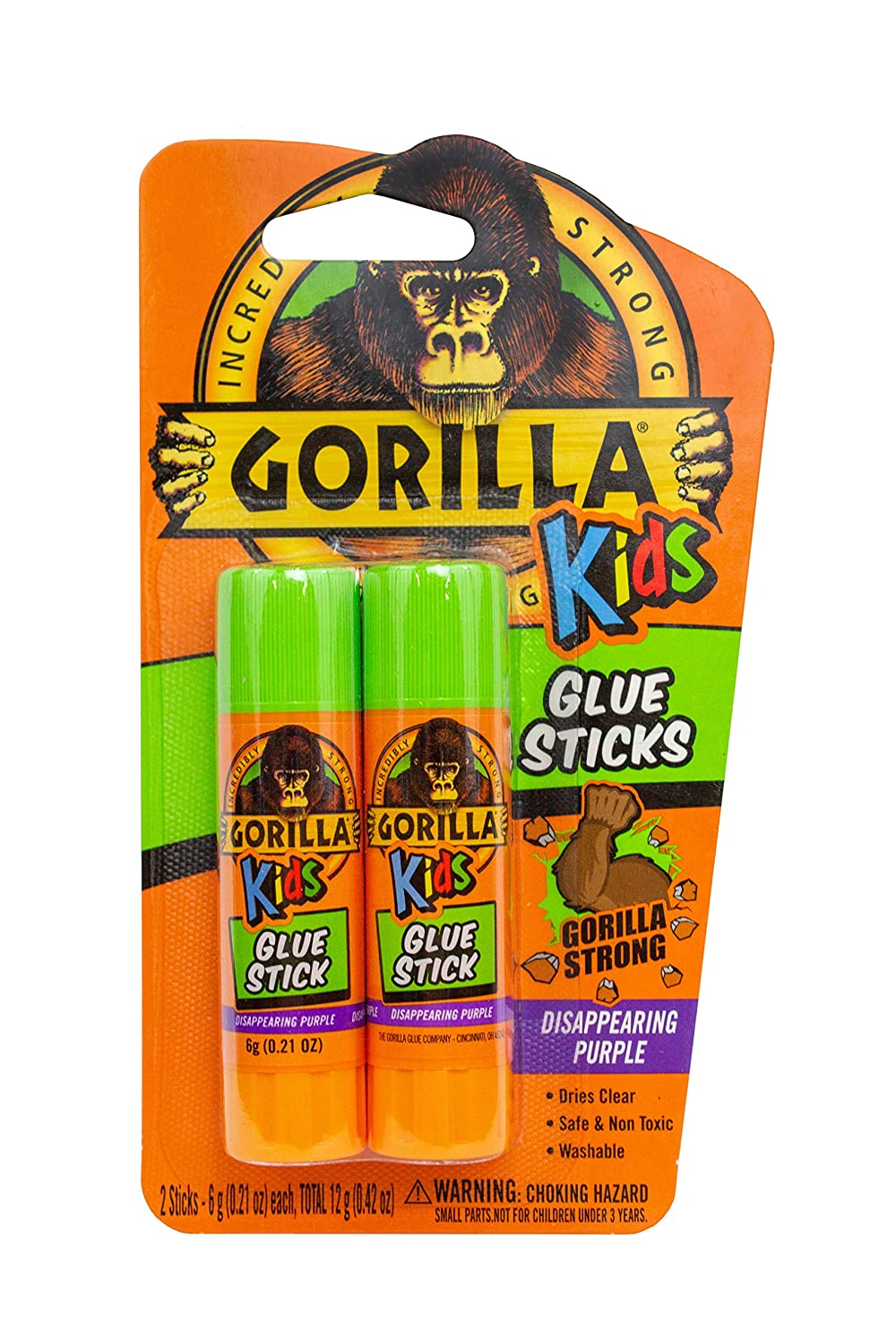 Gorilla Kids Disappearing Purple Glue Sticks, Two 6 gram Sticks, (Pack of 1) for $1.47 @ Amazon