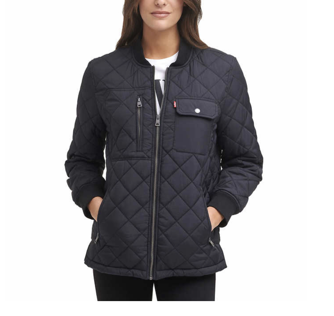 Costco Members Levi s Ladies Quilted Jacket Color Green Black 29.97