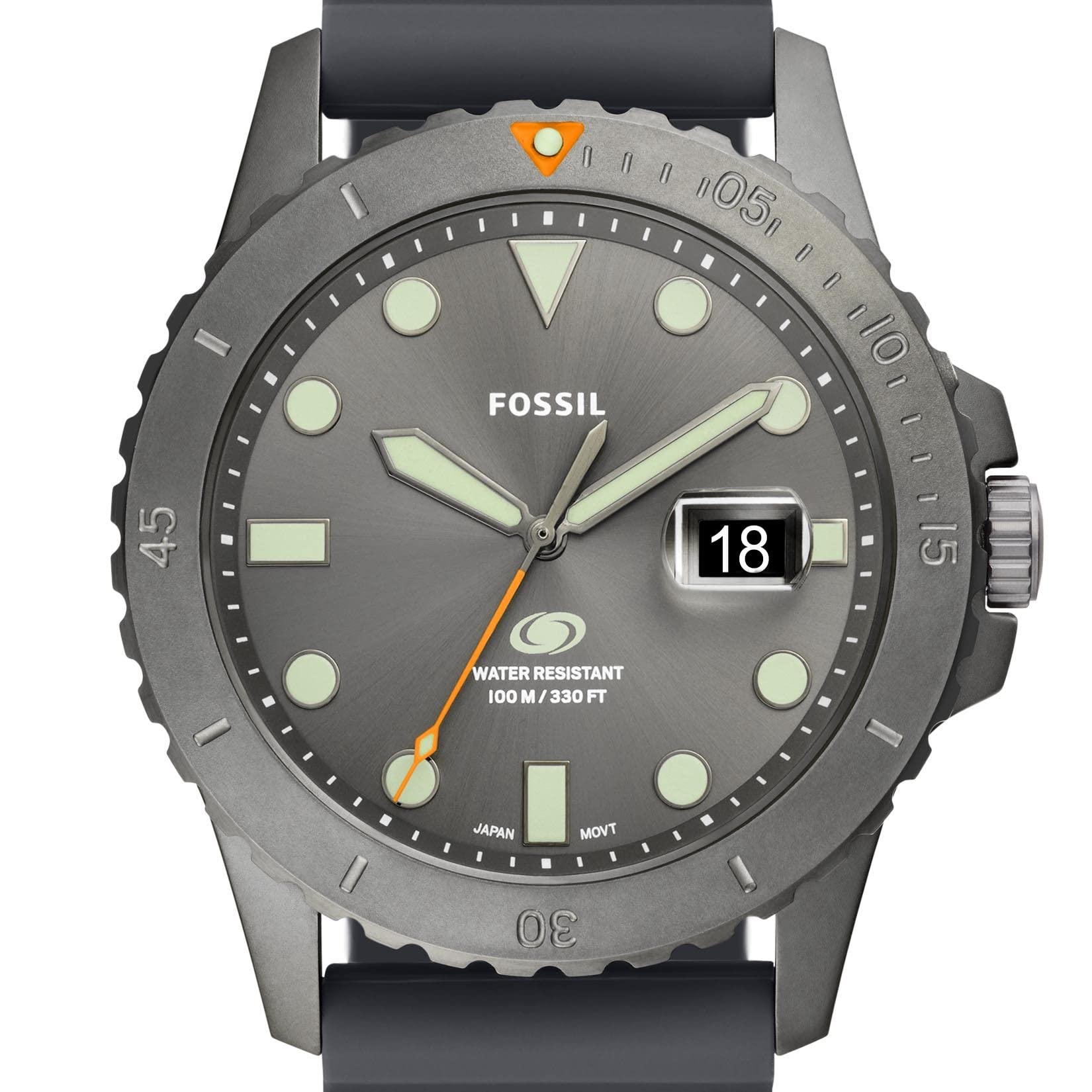 Fossil Men s Blue Quartz Stainless Steel and Silicone Three Hand Watch Smoke Gray 60 Free Shipping