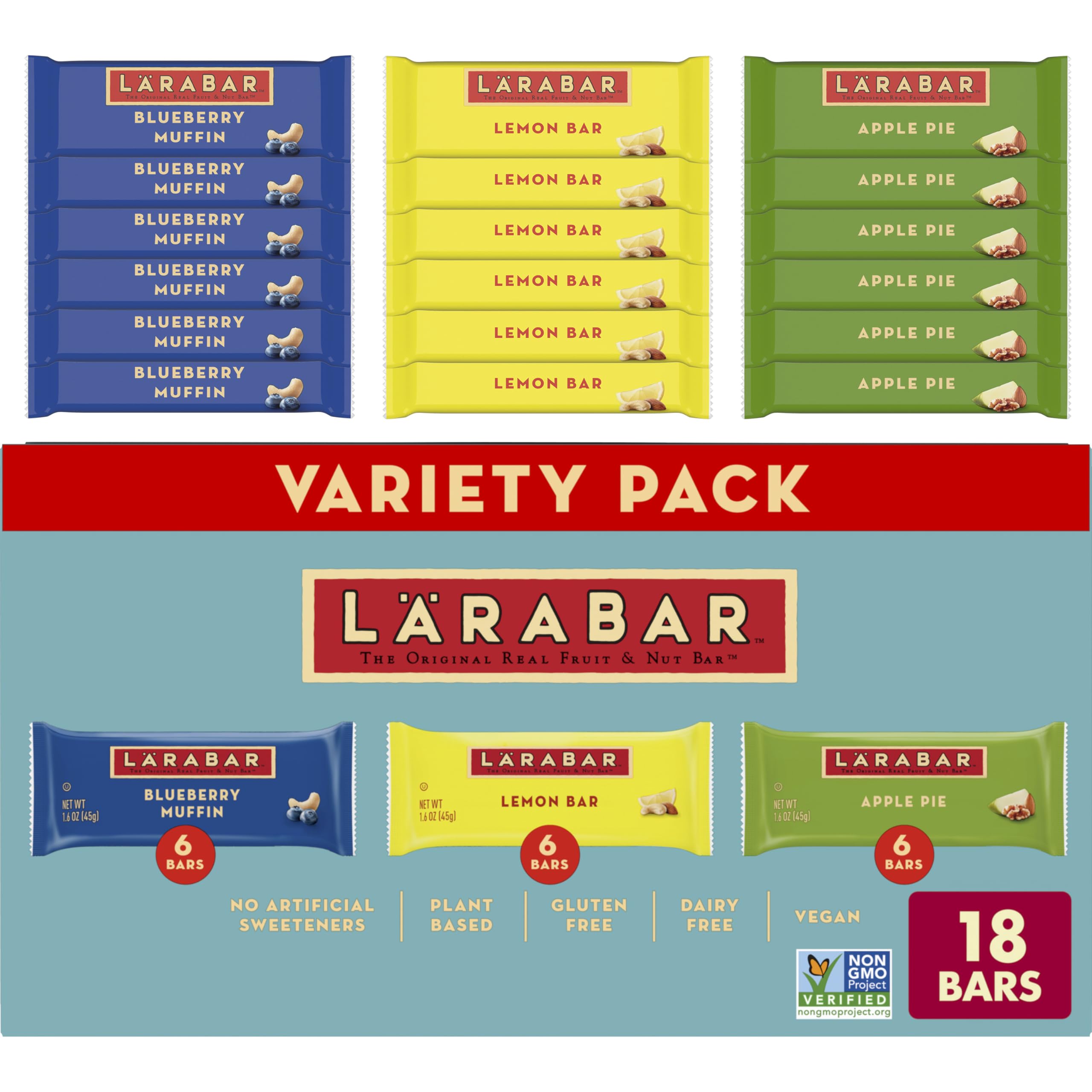 18-Count 1.6-Oz Larabar Fruit & Nut Bars Variety Pack (Blueberry Muffin, Lemon Bar, Apple Pie) $13.24 w/ S&S + Free Shipping w/ Prime or on $35+