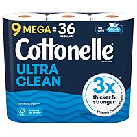 9-Count Cottonelle 1-Ply Toilet Paper Mega Rolls (Ultra Clean)