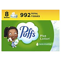 8-Pk 124-Sheet Puffs Plus Lotion Facial Tissues + $10 Amazon Promotional Credit