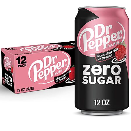 12-Pack 12-Oz Dr Pepper Zero Strawberries and Cream Soda $4.14 w/ S&S + Free Shipping w/ Prime or on $35+