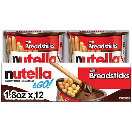 12-Pack 1.8-Oz Nutella & GO! Hazelnut and Cocoa Spread with Breadsticks $8.49 w/ S&S + Free Shipping w/ Prime or on $35+