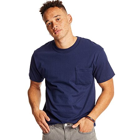 2-Pack Hanes Men's Heavyweight Cotton Pocket T-Shirt (Navy, Select Sizes) $5.54 + Free Shipping w/ Prime or on $35+
