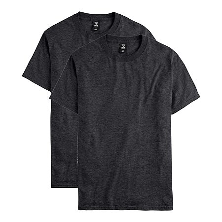 2-Pack Hanes Men's Short Sleeve Beefy Crewneck T-Shirt (Charcoal Heather) $6.92 + Free Shipping w/ Prime or on $35+