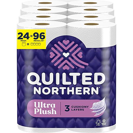 24-Count Quilted Northern Mega Rolls Toilet Paper (Ultra Plush) $17.94 w/ S&S + Free Shipping w/ Prime or on $35+