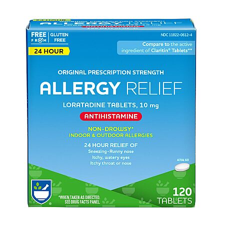 120-Count Rite Aid 24 Hour Loratadine 10 mg Allergy Relief Tablets $5.46 + Free Shipping w/ Prime or on $35+