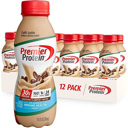 Prime Members: 12-Pack 11.5-Oz Premier Protein Shake w/ 30g Protein (Café Latte) $17.95 w/ S&S + Free Shipping