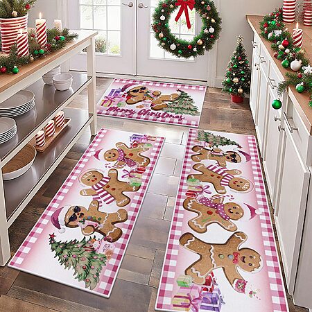 3-Piece Ileading Christmas Kitchen Non-Skid Floor Rugs $16.99 + Free ...