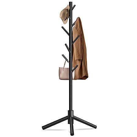 8-Hook Unisakey Durable Wooden Coat Rack w/ 3 Adjustable Heights (4 ...