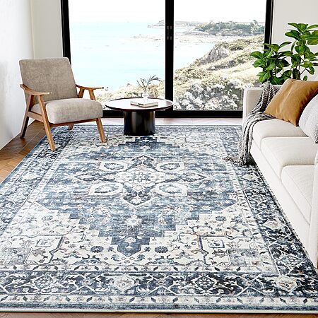 5'x7' AMADA HOMEFURNISHING Area Rug (Blue) $18.99 + Free Shipping w/ Prime or on $35+