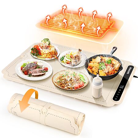 Mooues Electric Warming Tray w/ 7 Level Temperature Control and 6 Hours ...