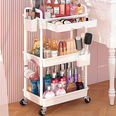 3-Tier Goovilla Rolling Makeup Organizer Cart w/ Removable Drawer (Various) $17.99 + Free Shipping w/ Prime or on $35+