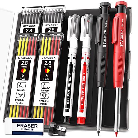 STAGEEK Mechanical Carpenter Pencil Set w/ Sharpener, Refills & Pouch (Various) from $8.10 w/ Subscribe & Save