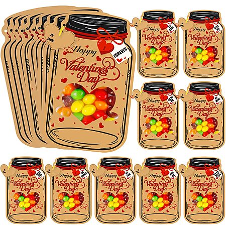 50-Pack Natonhi Bulk Mason Jar Valentines Day Cards $6.50 