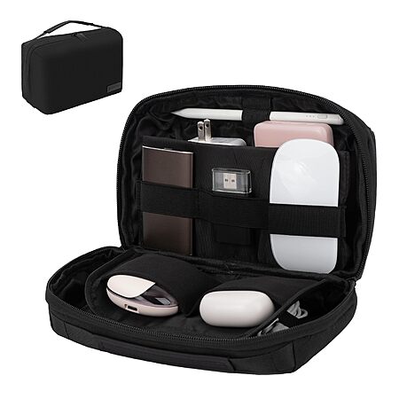 LENTION Water Resistant Electronics Organizer Case w/ Handle (9.06" x 3.74" x 5.51") $11 