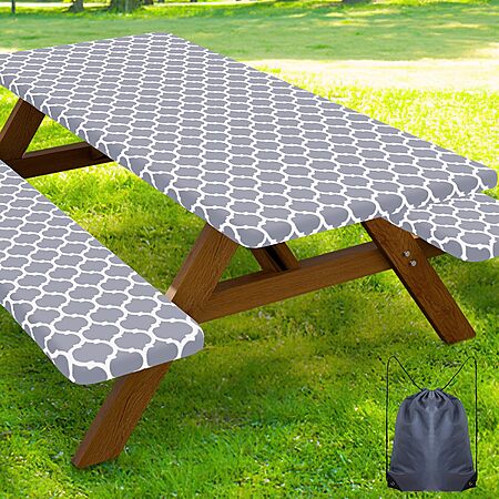 3-Piece Smiry Waterproof Elastic Fitted Picnic Table Cover w/ Bench Covers (Grey) $8.49 + Free Shipping w/ Prime or on $35+