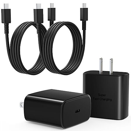 2-Pack Mitesbony 45W USB C Wall Chargers w/ 3' Cable (Black) $5 