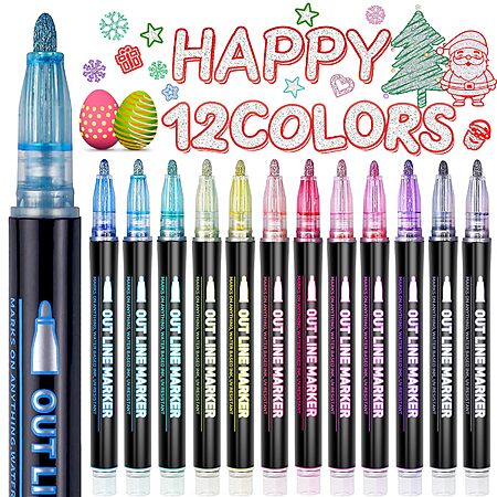 12-Count GLOPUS Outline Glitter Markers (Multicolor) $3.99 w/ S&S + Free Shipping w/ Prime or on $35+