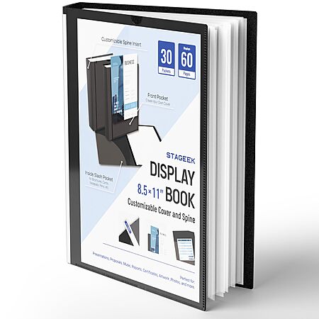 30-Pocket 8.5x11 STAGEEK Art Portfolio Binder Display (Black) $6.29 & More + Free Shipping w/ Prime or on $35+