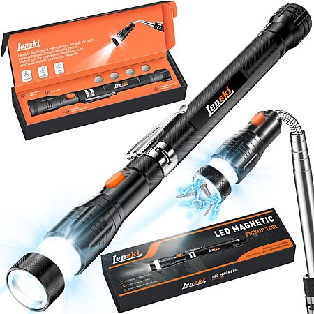 Lenski Telescoping Extendable Magnetic Pickup LED Flashlight (Black) $8.49 + Free Shipping w/ Prime or on $35+ (2 replies)