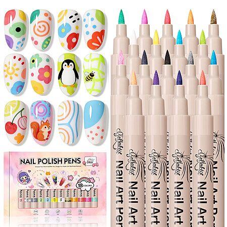 18-Pack GELLAKTIK 3D Nail Art Quick-Drying Acrylic Paint Markers $8.99 + Free Shipping w/ Prime or on $35+