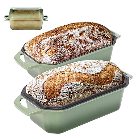 Prime Members: 2-Pc Flavehc Enameled Cast Iron Bread Loaf Pan Set