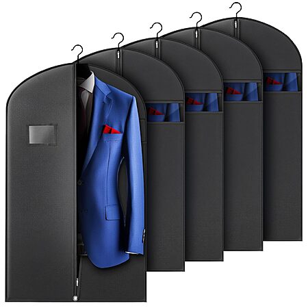 5-Pk Hleelomi 40" Hanging Garment Bags (Black)