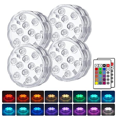 4-Pack Creatrek Battery Operated 16 Color Changing Pool Lights w/ Remote  $9.99 + Free Shipping w/ Prime or on $35+