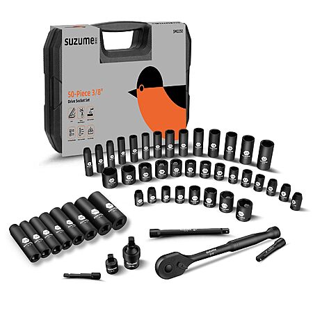 50-Piece SUZUME 3/8" SAE & Metric Impact Socket Set $26.97 + Free Shipping w/ Prime or on $35+