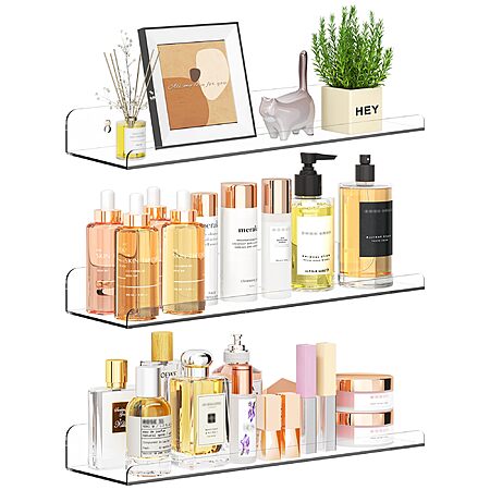 3-Pack 15" Qukaka Floating Wall Decor Shelves (Clear) $8.49 + Free Shipping w/ Prime or on $35+