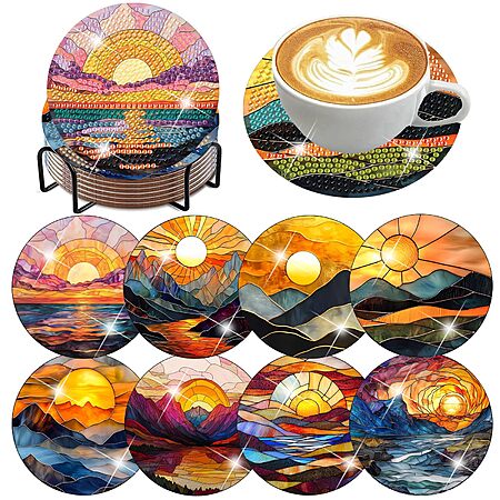 8-Piece ijbnhd Diamond Art Coasters Kits w/ Holder (Various) $5.99 + Free Shipping w/ Prime or on $35+