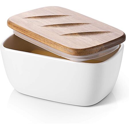 6.5" DOWAN Large Ceramic White Butter Dish w/ Lid $10.02 + Free Shipping w/ Prime or on $35+