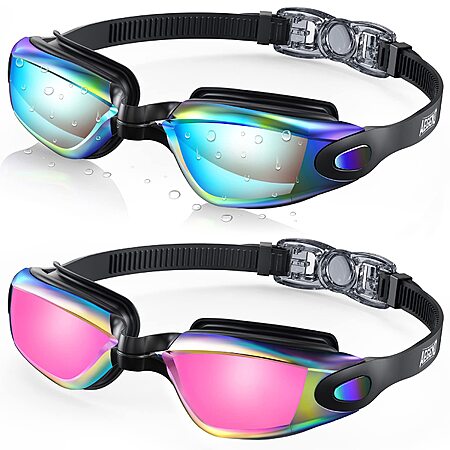 Aegend No Leaking Anti Fog UV Protection Swimming Goggles w/ Case (Aqua & Bright Rose) $7.49 + Free Shipping w/ Prime or on $35+