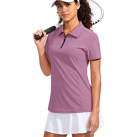 Viodia Women's Short Sleeve Golf Shirt Quick Dry w/ Zip Up $9.99 + Free Shipping w/ Prime or on $35+