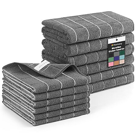 12-Pack Homaxy Microfiber Kitchen Towels + Dishcloths Set (28"x16"+12"x12") $8.49 + Free Shipping w/ Prime or on $35+